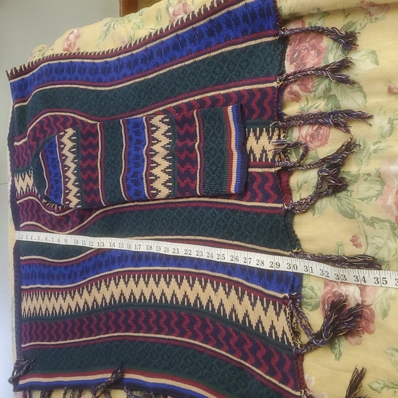 GEEGEE Women's Aztec Print Open Front Fringe Trim Waterfall Cardigan-Sz S/M - Picture 14 of 17